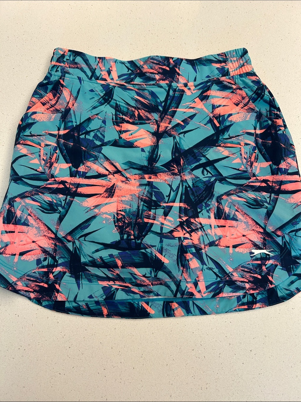 Slazenger Teal with Coral & Navy Abstract Print Skort